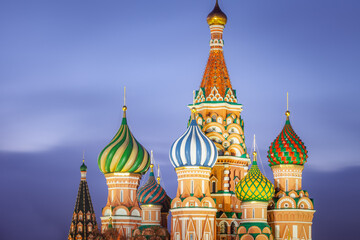 Fototapeta premium St. Basil s Cathedral at dawn in Red Square, Moscow, Russia