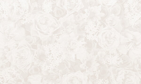 Embossed flowers with sepia background. 3D illustration. 3D render