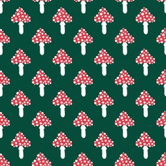 Autumn forest seamless cartoon mushrooms pattern for fabrics and kids and wrapping paper and linens and hobbies