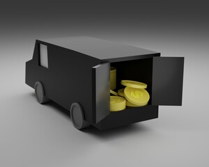 3d render coins robbery model