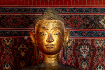 The antiquities, the golden Buddha statue since more than 500 years ago, Bangkok, Thailand.