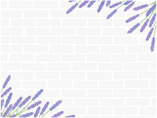 ラベンダーの背景⑦白レンガ_上下