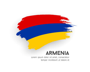 Flag of Armenia, brush stroke design isolated on white background, EPS10 vector illustration