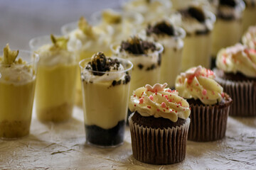 Traditional desserts Muffis in the foreground
