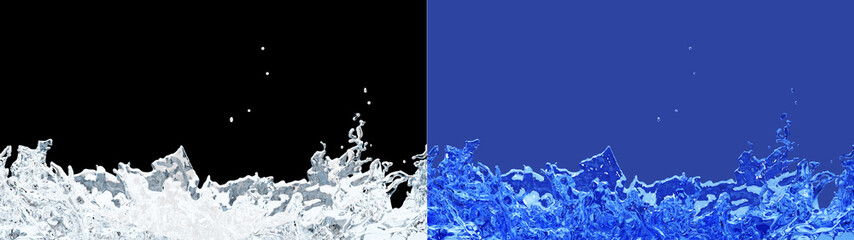水しぶきの画像。黒背景と青背景のセット。