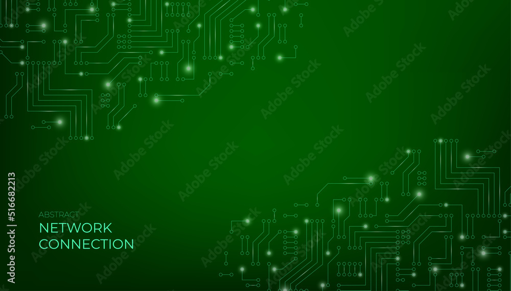 Poster green background with high-tech technology texture circuit board texture. electronic motherboard vec