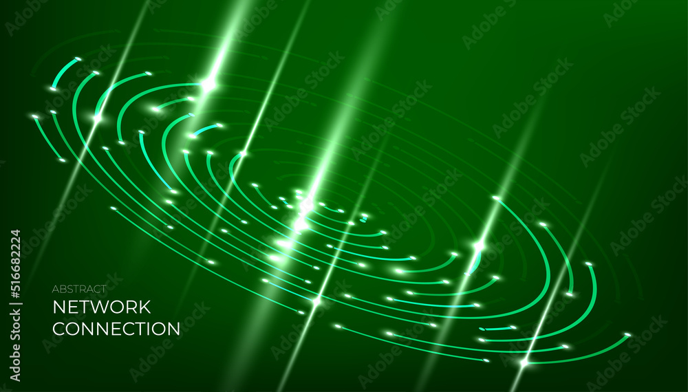 Aufkleber abstract digital network connection. futuristic connection green circle background.