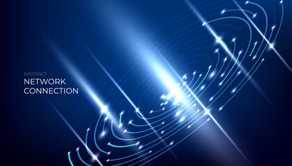 Abstract digital network connection. Futuristic connection circle background.