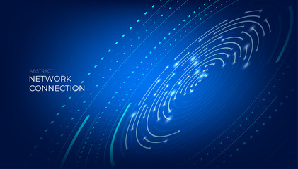 Abstract digital network connection. Futuristic connection circle background.