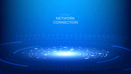 Abstract digital network connection.  Futuristic connection circle background.