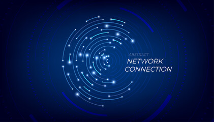 Abstract network connection.  Futuristic connection circle background.