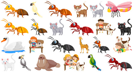 Obraz premium Set of various wild animals in cartoon style