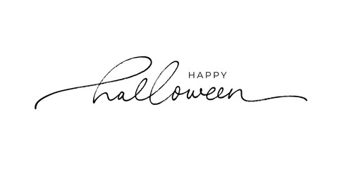 Happy halloween vector lettering. Holiday lettering for banner, modern line calligraphy with swashes. Happy Halloween poster, greeting card, party invitation. Hand drawn simple monoline text