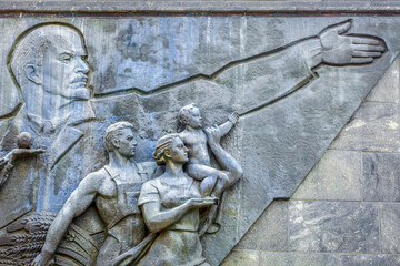 Lenin monument in VDNKh wall, Moscow, Russia