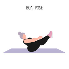 Young woman doing boat pose yoga workout