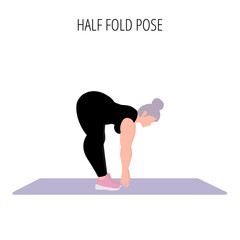 Half fold pose yoga workout vector illustration