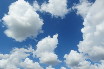Beautiful fluffy clouds in blue sky, natural background