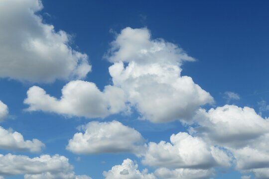 Beautiful shaped clouds in blue sky, natural background
