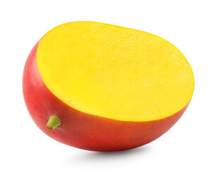 Mango isolated. Half of a red mango on a white background.