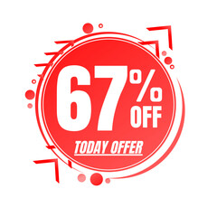 67% percent off (TODAY OFFER), red 3D icon design, with lots of super discount details. vector illustration, Sixty-seven