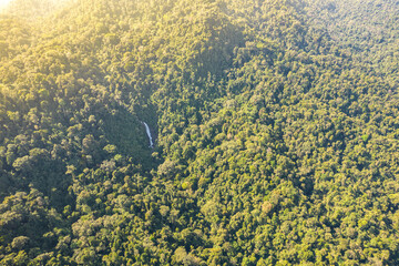 An aerial view of a waterfall still untouched 