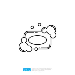 soap bar and bubble line icon