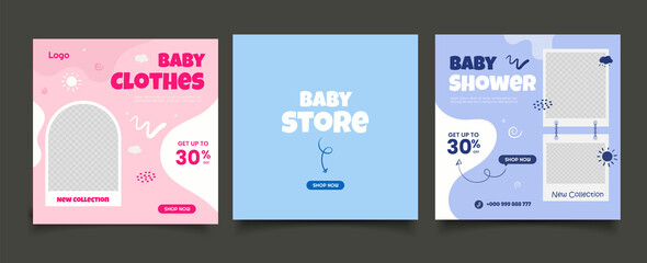 Baby shower social media post template design
