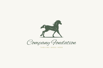 Logo symbol horse is running leisurely
