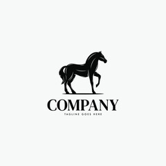 Horse logo with cat illustration standing