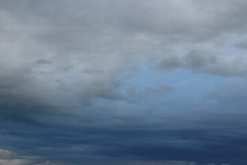 Blue sky with grey clouds. The sky before the rain.