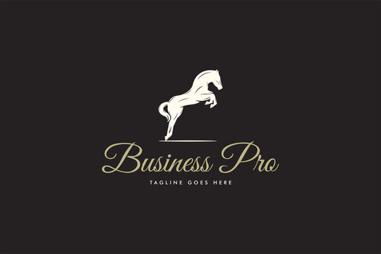 Classic horse logo with fancy script font