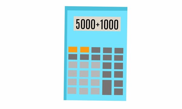 Vector illustration. calculator in blue on white background.