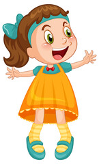 Little cute girl in yellow dress