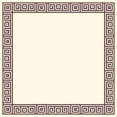 Greek key border, square frame. Decorative ancient meander, greece ornament with repeated geometric motif. Easy to make rectangle frame.
