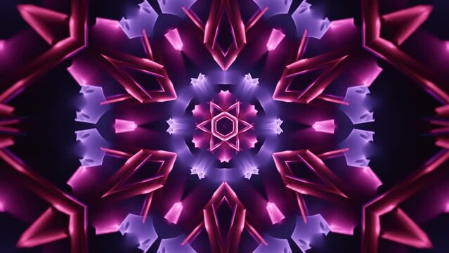 Crystal neon fractal fragment fusion beats in purple blue - fast trippy trance light energy kaleidoscope music vj vlog - seamless looping abstract background.