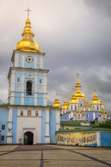 Fototapeta na wymiar St. Michael s Golden-Domed Monastery and dramatic sky, Kyiv - Ukraine
