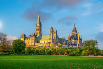 Parliament hill in downtown Ottawa. Skyline of canada
