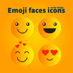 Emoji faces icons vector design bad and good review happy and sad reaction