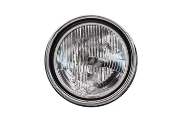 Fotobehang Old round headlight, an old-timer vehicle detail isolated on white © evannovostro