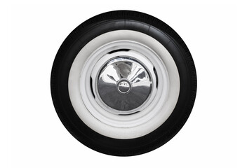 Vintage car wheel isolated on white