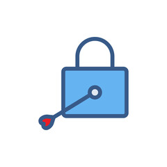 Lock icon with heart arrow . Icon related to wedding. Lineal color icon style. Simple design editable