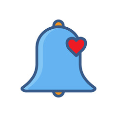 Bell icon with heart. Icon related to wedding. Lineal color icon style. Simple design editable