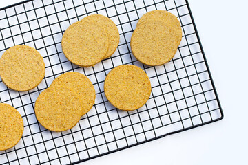 Oatcakes on a white background.