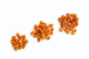 Dried longan on white background.