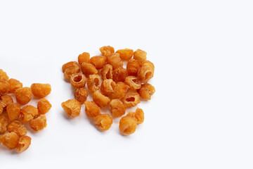 Dried longan on white background.