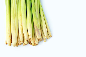 Fresh lemongrass on white background.