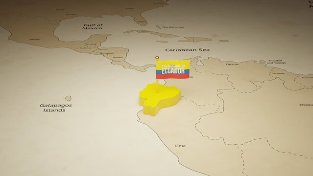 3d map celebrating Independence day of Ecuador, 3d rendering social media banner with copy space.