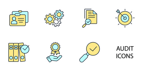 Audit icons set . Audit pack symbol vector elements for infographic web