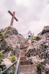 Taking pictures on top of the peña de la cruz in Jinotega Nicaragua