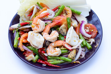 Thai spicy salad with seafood
